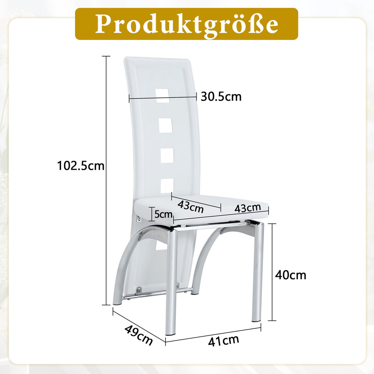 ESSZIMMERSTUHL 2er-Set Lochmuster 102,5 cm PU-Leder Weiß Silber - Weiß, Metall (49/102.5/43cm) - Meubliv