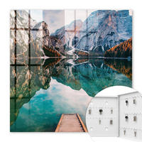 SCHLÜSSELBOX Weiß 30x30 cm – Türöffnung nach rechts - Berglandschaft - Grün, Metall (30/30/5cm) - TULUP