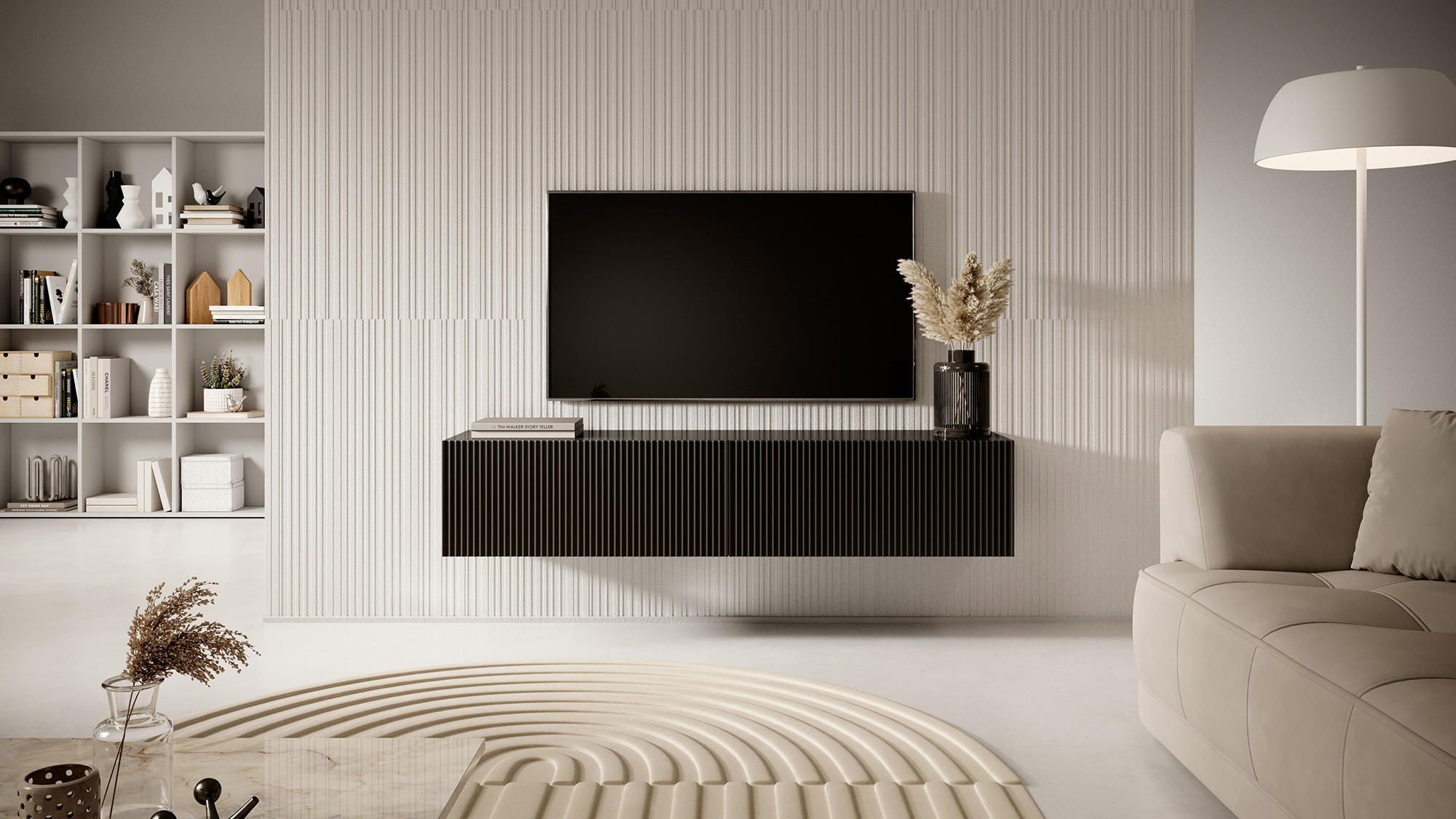 TV-HÄNGEBOARD Veldio Schwarz 140 cm - Schwarz, Holzwerkstoff (140/28.5/31.6cm) - Selsey