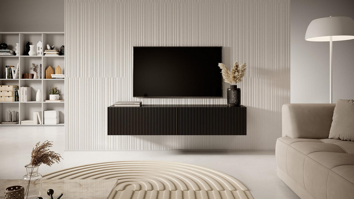 TV-HÄNGEBOARD Veldio Schwarz 140 cm - Schwarz, Holzwerkstoff (140/28.5/31.6cm) - Selsey