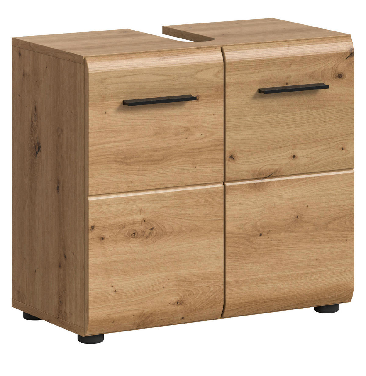 WASCHBECKENUNTERSCHRANK Eiche Artisan, Badezimmer Unterschrank 2-türig, Breite 60 cm - Schwarz/Eiche Artisan, Holzwerkstoff/Kunststoff (60/54/30cm) - Inn.Furn