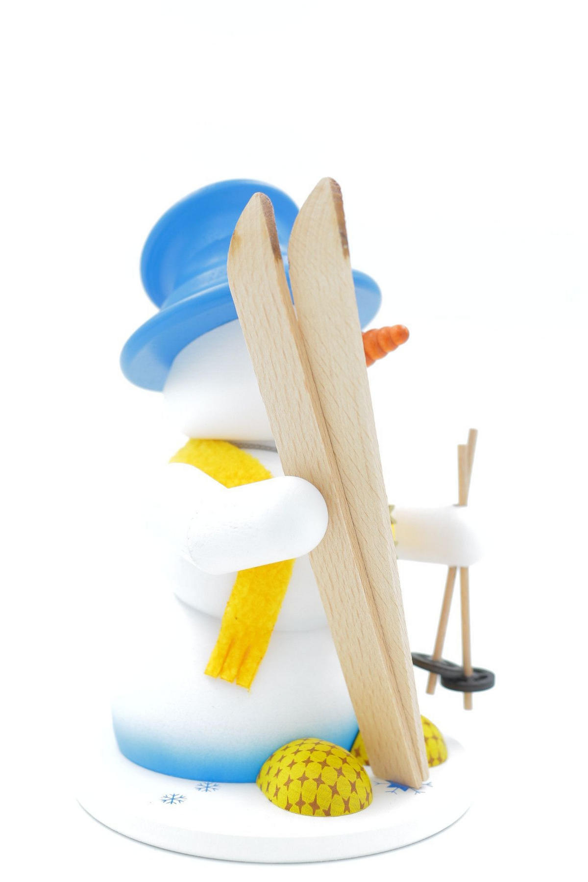 RAUCHFIGUR Schneemann Weiß Skifahrer 19 cm - Multicolor, Holz (15/19/0.1cm)