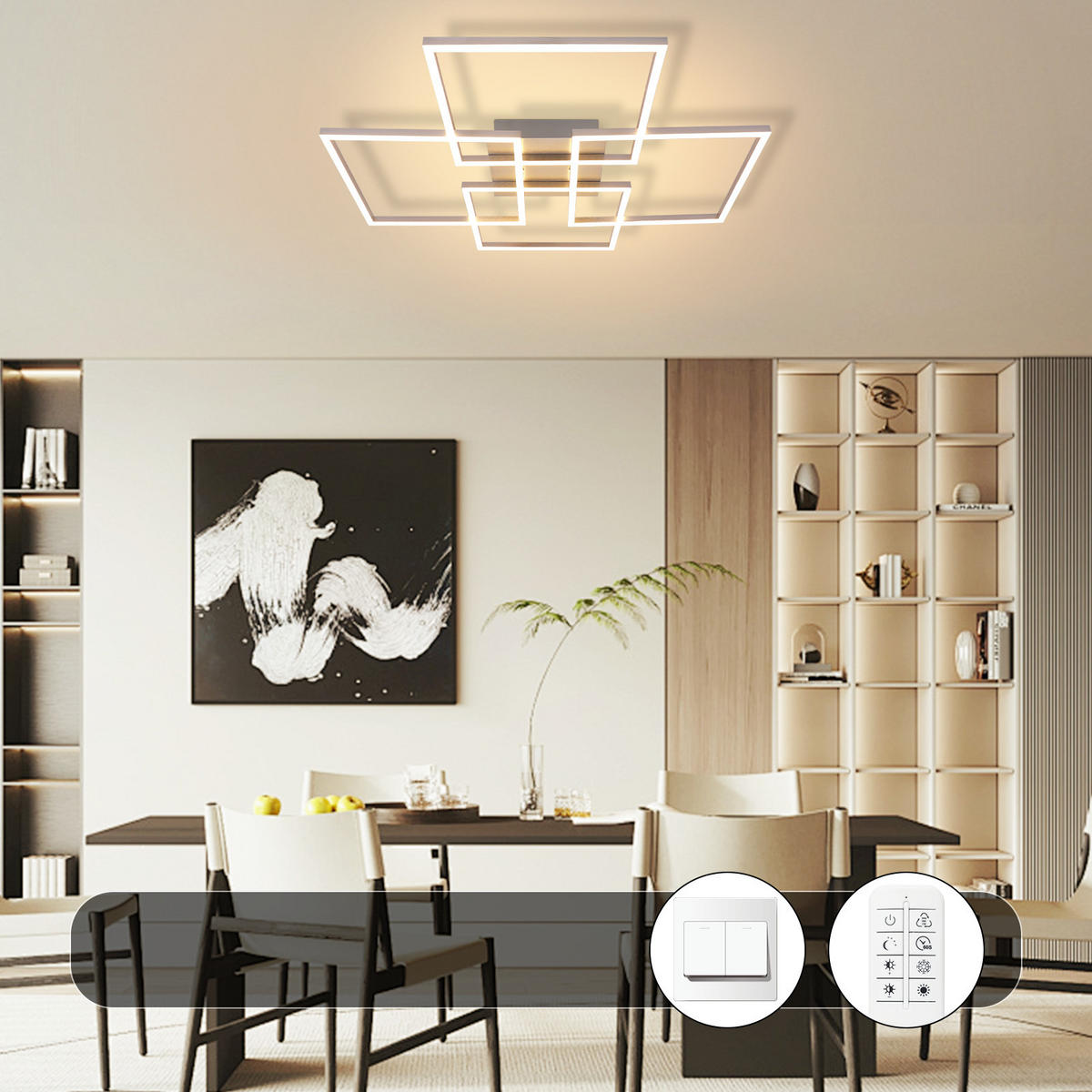 LED-DECKENLEUCHTE Morgengrim 72.4/7.3/72.4 cm - Silberfarben, Metall (72.4/72.4/7.3cm) - ZMH