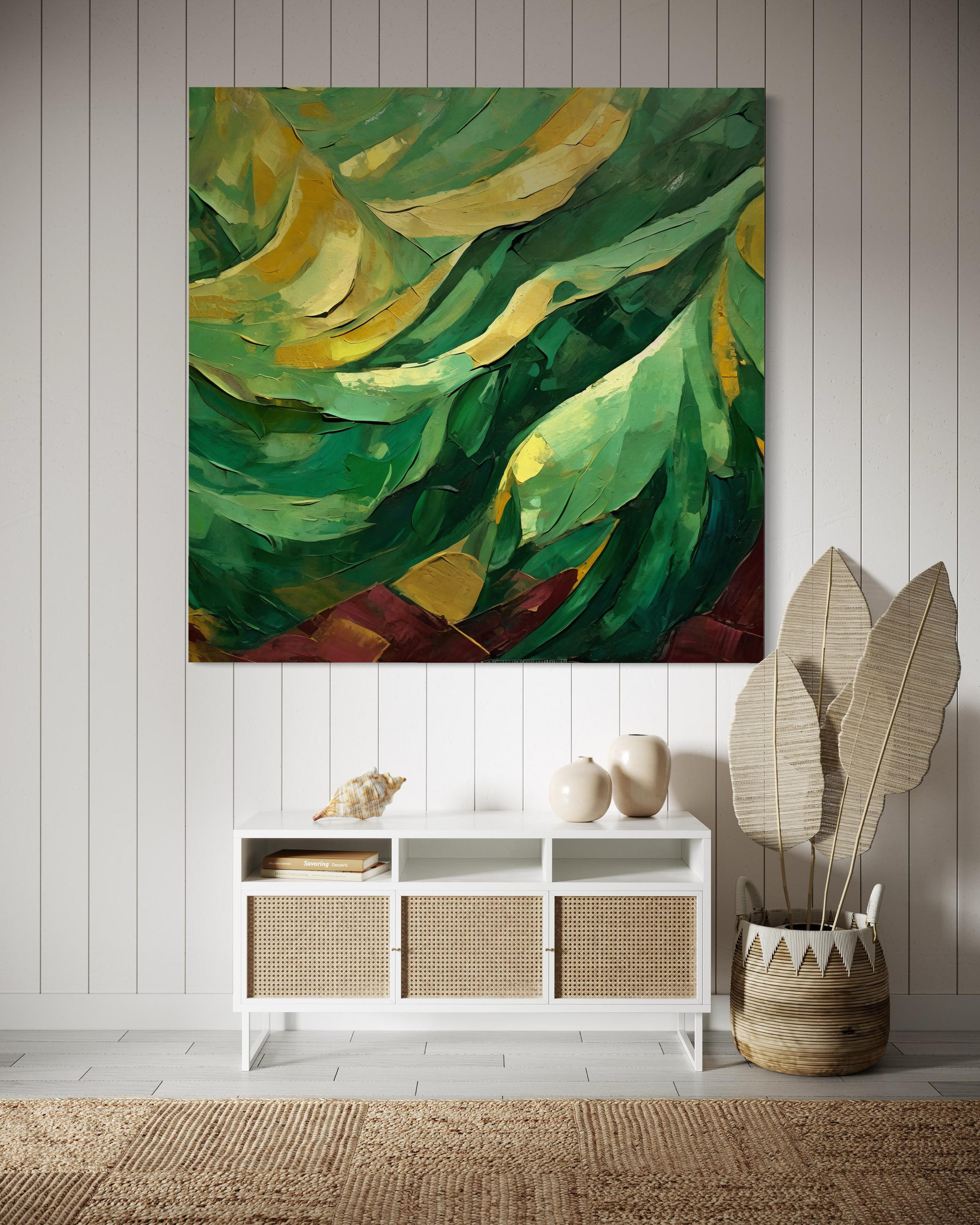 WANDBILD grün abstraktion - Grün, Textil (50/50cm) - Feeby