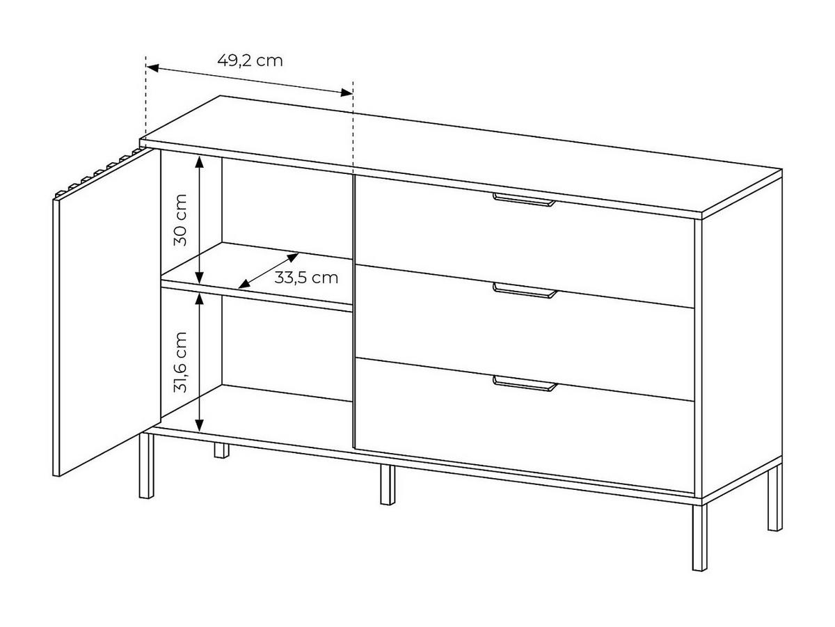 KOMMODE - 137.3 cm x 39.5 cm - holz - schwarz, naturfarben hell Ariada - Schwarz/Naturfarben, Holz/Metall (137/81.4/39cm) - Vente-Unique