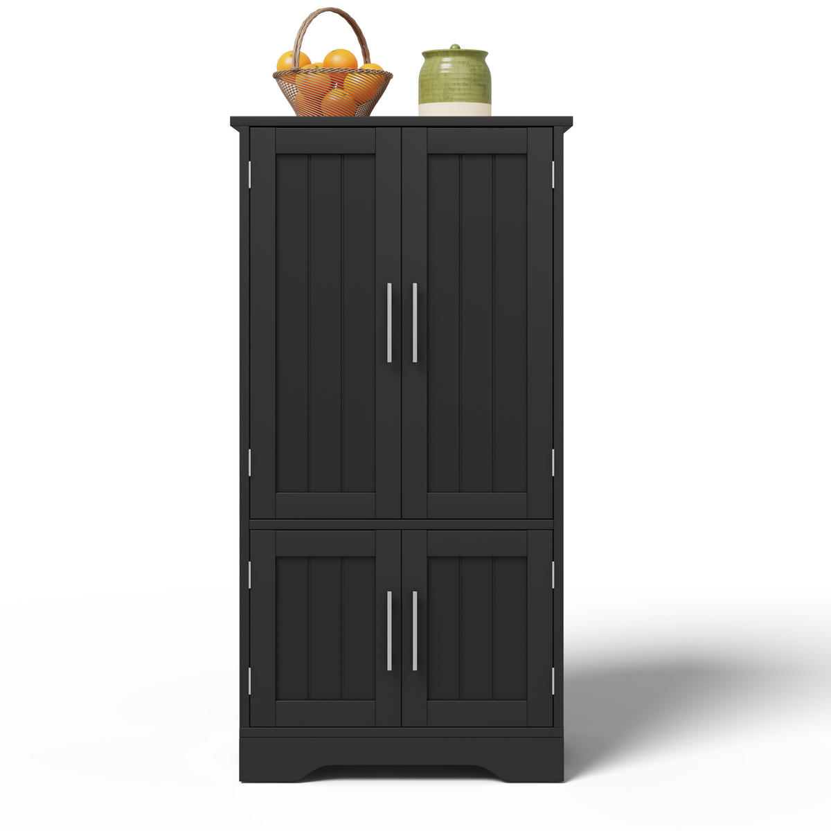 BUFFET 60/40/120.5 cm Schwarz LED-Sensorlicht und 4-türiger Aufbewahrungsschrank - Schwarz, Holz (60/120/40cm) - Oxeza
