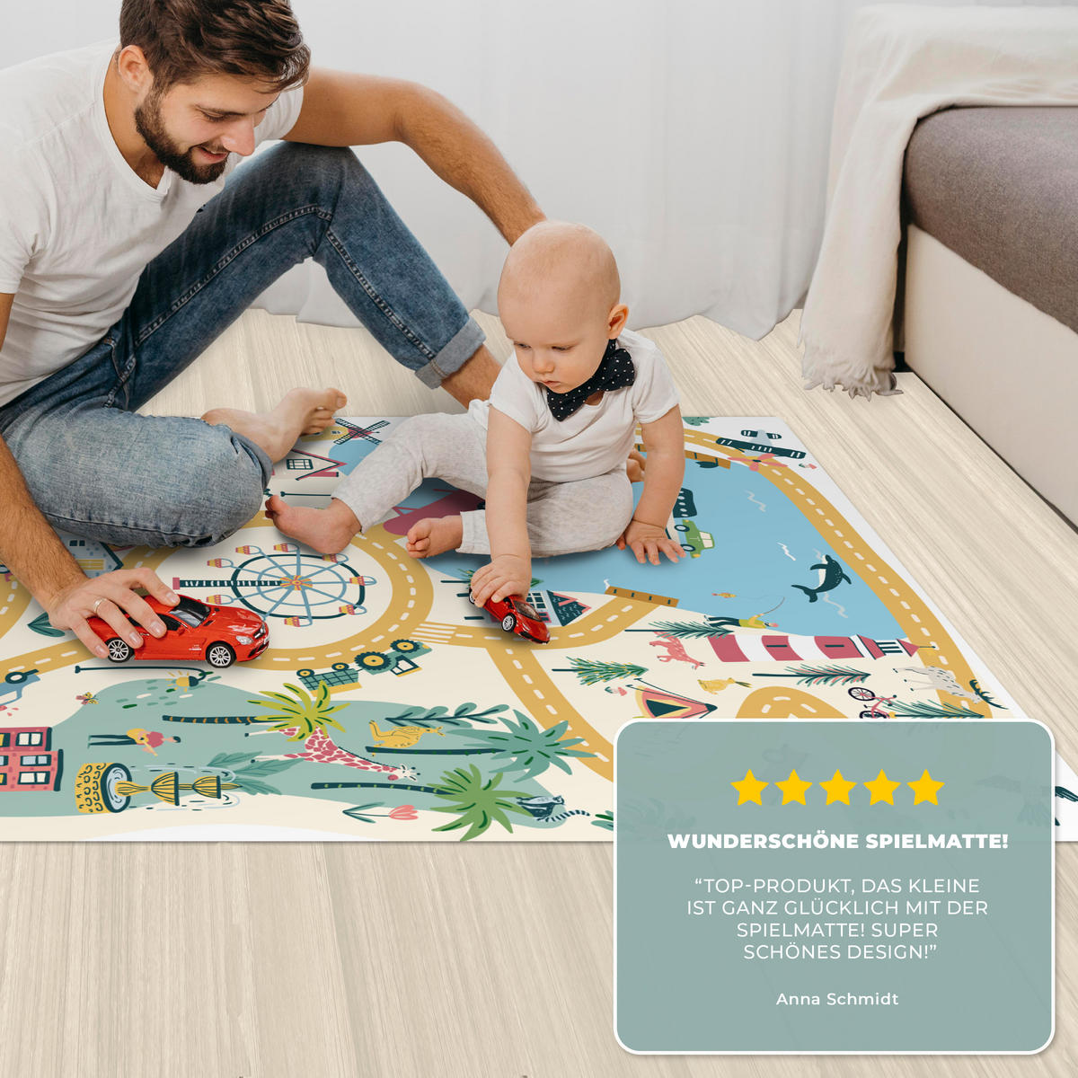 KINDERTEPPICH Riesenrad - Stadt - Tiere - Auto - Kinder 70x105 cm - Multicolor, Kunststoff (70/105cm) - MuchoWow