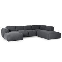 WOHNLANDSCHAFT mit Longchair - Schwarz/Grau, Textil (325/71/235cm) - home24