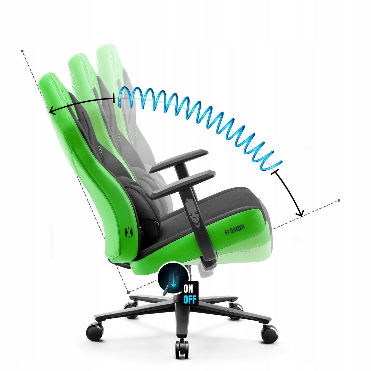 GAMINGSTUHL X-GAMER - Schwarz/Grün, Metall (68/118/56cm) - Diablo Chairs