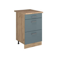 KÜCHENUNTERSCHRANK R-Line, Blau-Grau/Goldkraft Eiche, 50 cm Arbeitsplatte Goldkraft Eiche - Honigeiche/Blaugrau, Holzwerkstoff (50/81.6/60cm) - Vicco