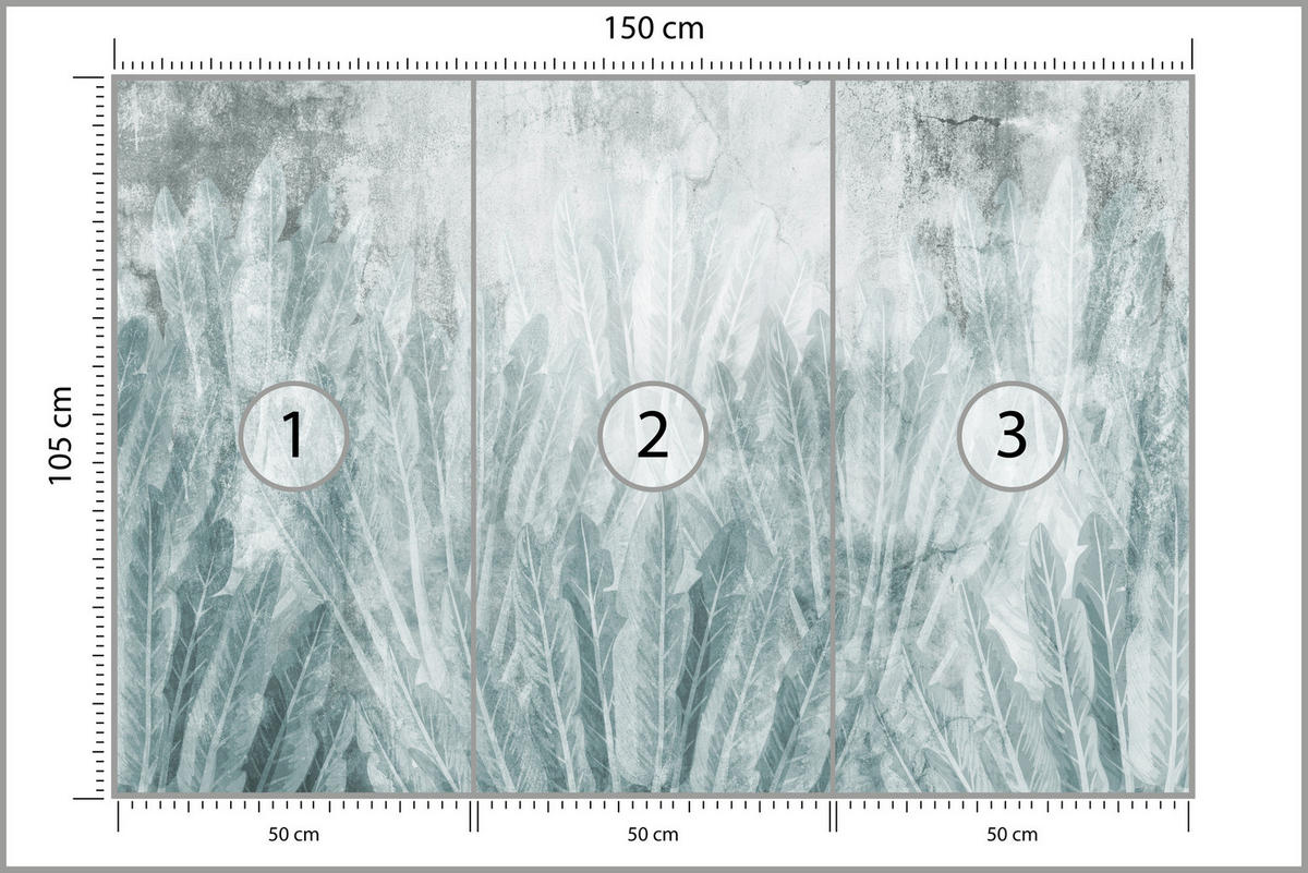 FOTOTAPETE Bananenstauden auf Beton 150x105 - Blau/Grau, Papier (150/105cm) - Muralo