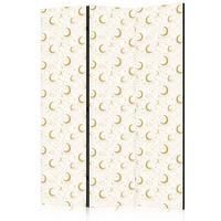 PARAVENT Akustik 3-tlg 135x172 cm Mond Sterne Boho Stil - Beige, Holz/Textil (135/172/3cm) - Muralo