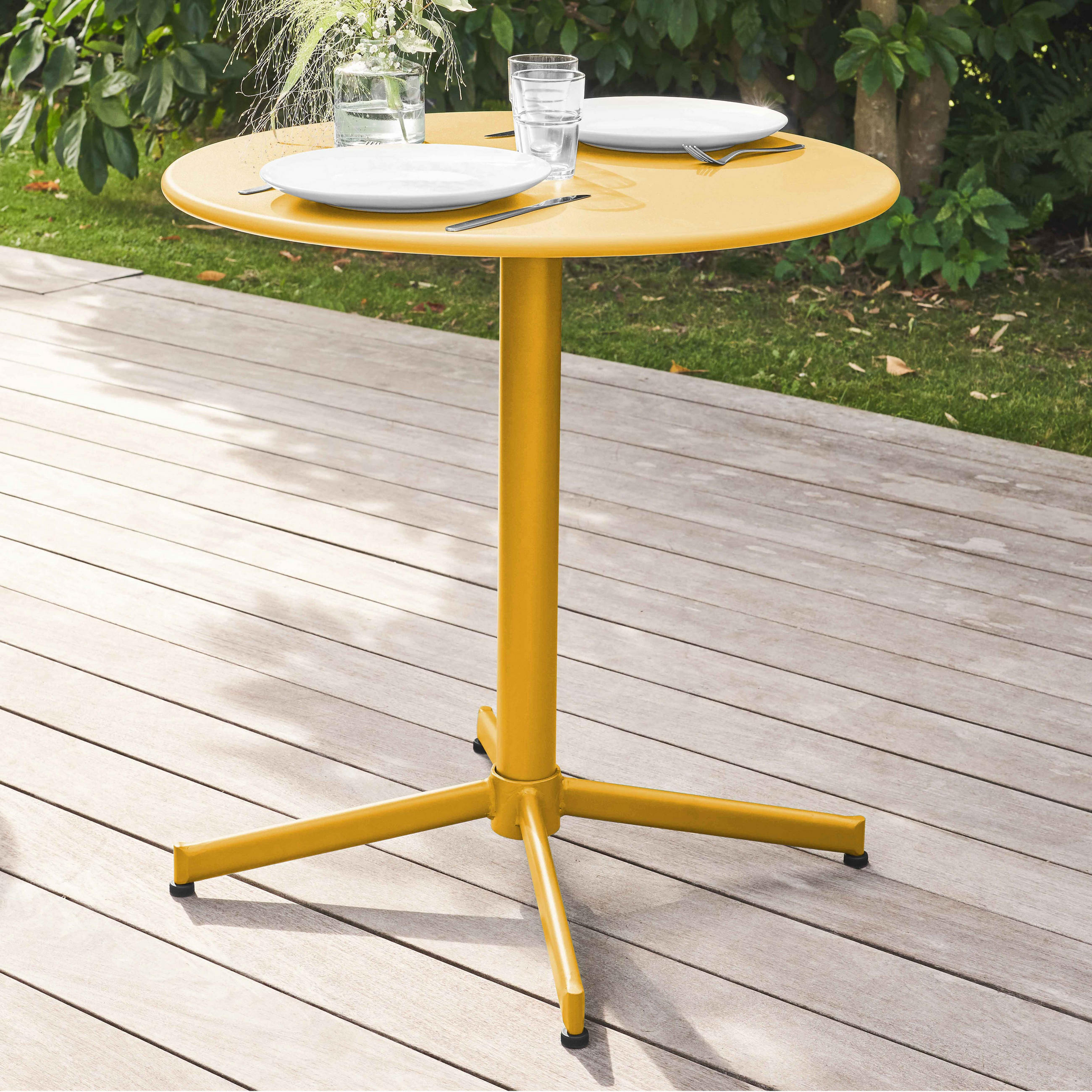 GARTENTISCH , klappbar, Gelb - Gelb, Metall (90/50/72cm) - Oviala