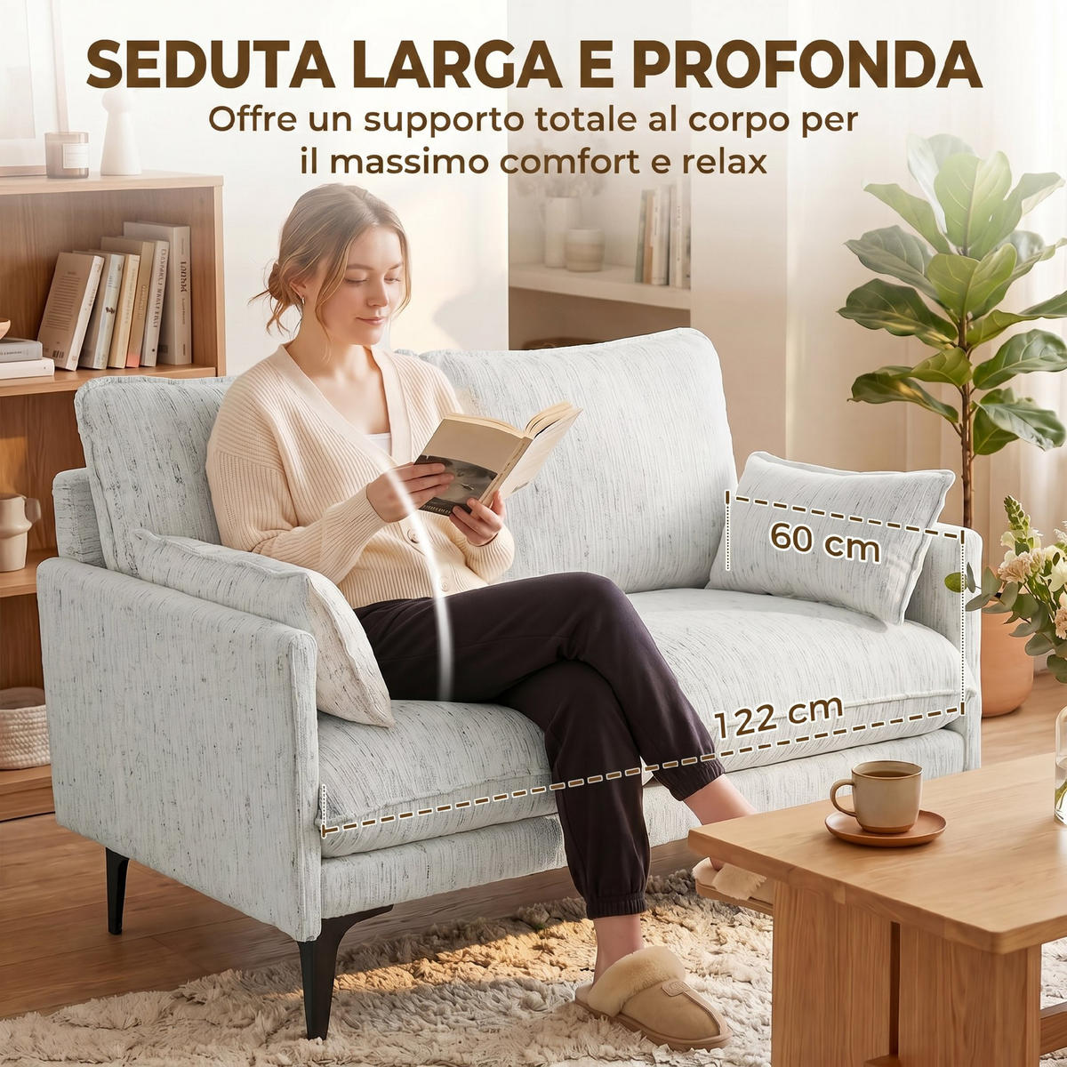 STOFFSOFA, 2-sitzig 131cm Armlehnen Doppelkissen, weiß - Grau, Textil (78/83/131cm) - Vallsero