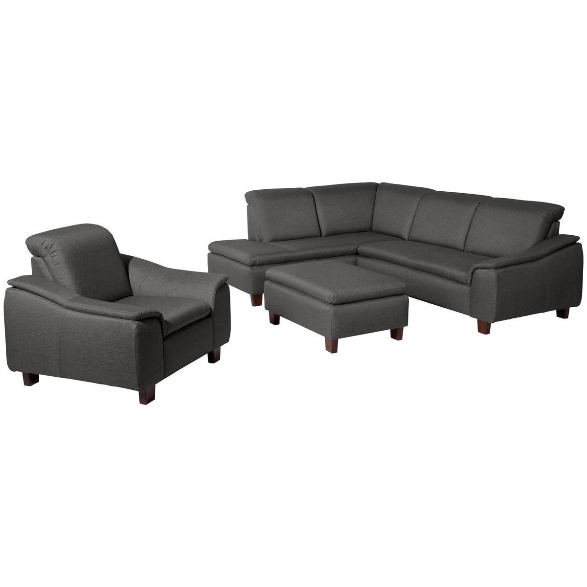 ECKSOFA mit Ottomane links Kaylil Flachgewebe anthrazit - Anthrazit, Kunststoff (187/247cm) - 58aufmkessel