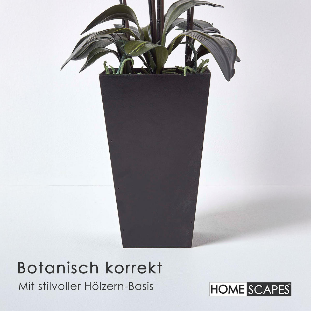 KUNSTBLUME Orchidee weiß im Deko-Topf, 70 cm - Weiß, Kunststoff (70cm) - Homescapes