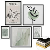 WANDBILDER 5er-Set - 50x50 cm & 20x30 cm & 40x60 cm Schwarzer Rahmen - Blumen in einer modernen Vase - Schwarz, Kunststoff (40/60cm) - ArtPrintCave