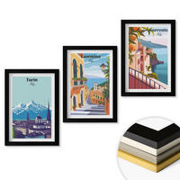 WANDBILDER 3er-Set - 20x30 cm Schwarzer Rahmen - Farbenfrohe Retro-Stadtansichten - Schwarz, Kunststoff (20/30cm) - ArtPrintCave