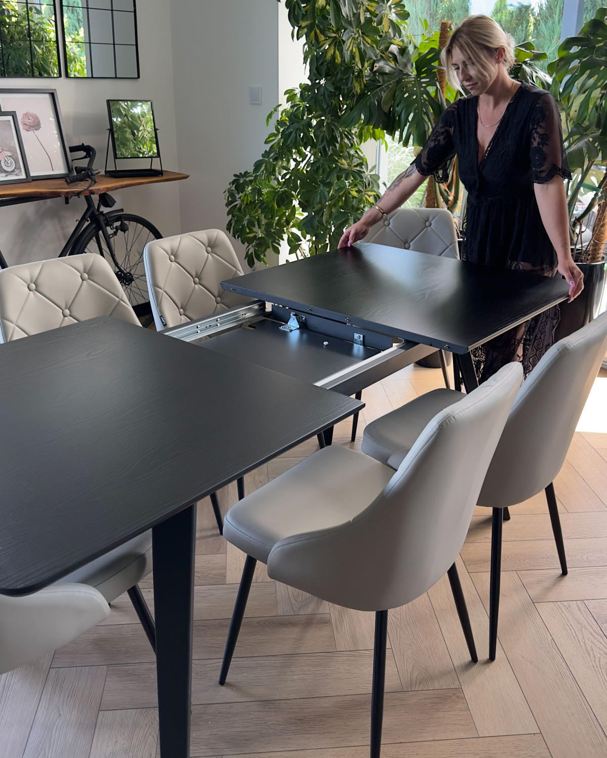 ESSTISCH 160-200/90/75 cm Schwarz Rechteckig Irvington - Schwarz, Holzwerkstoff (90/90/75cm) - Beliani