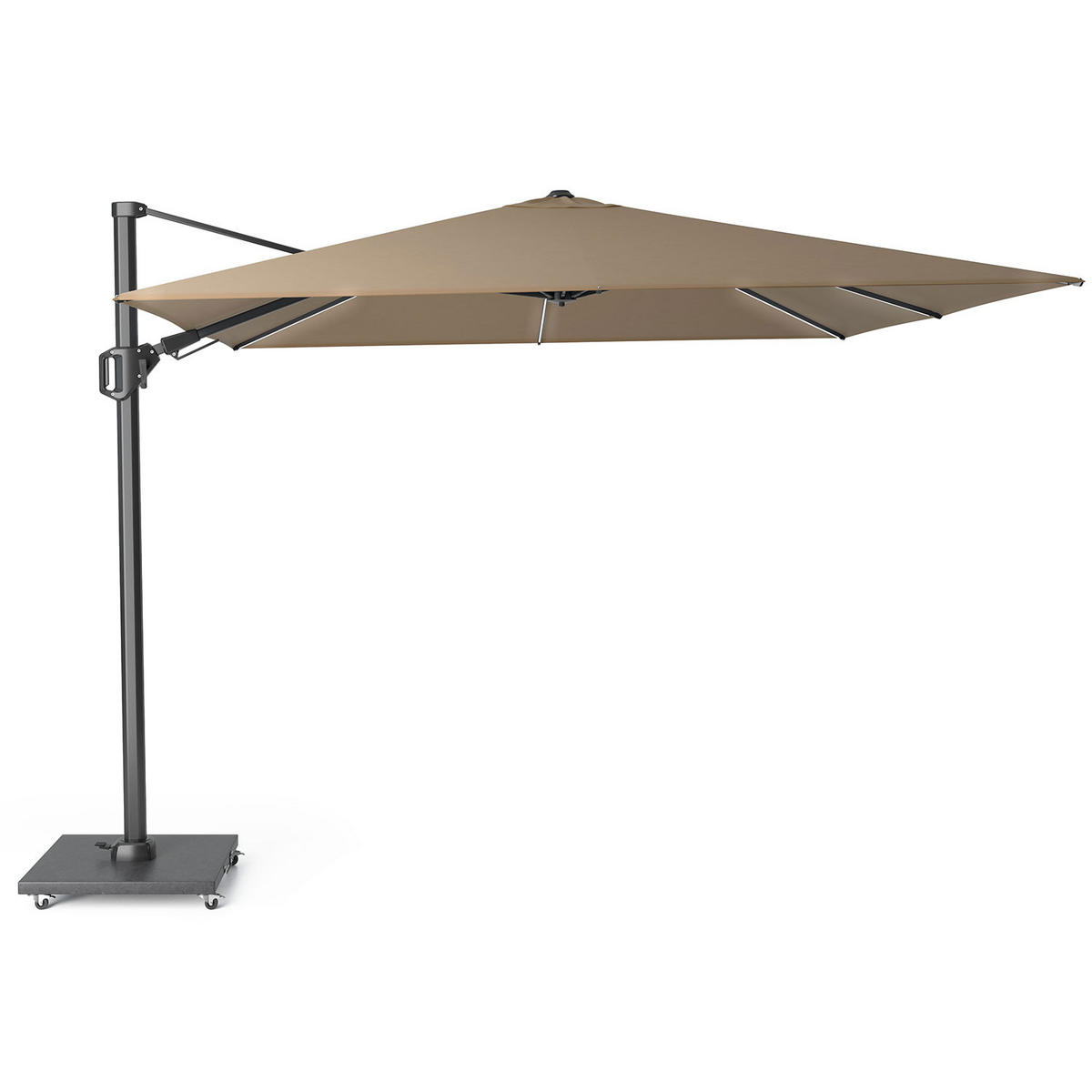 AMPELSCHIRM quadratisch 3 x 3 m Challenger T² Basic 360° kippbar taupe/anthrazit - Taupe, Metall (300/300cm) - Platinum