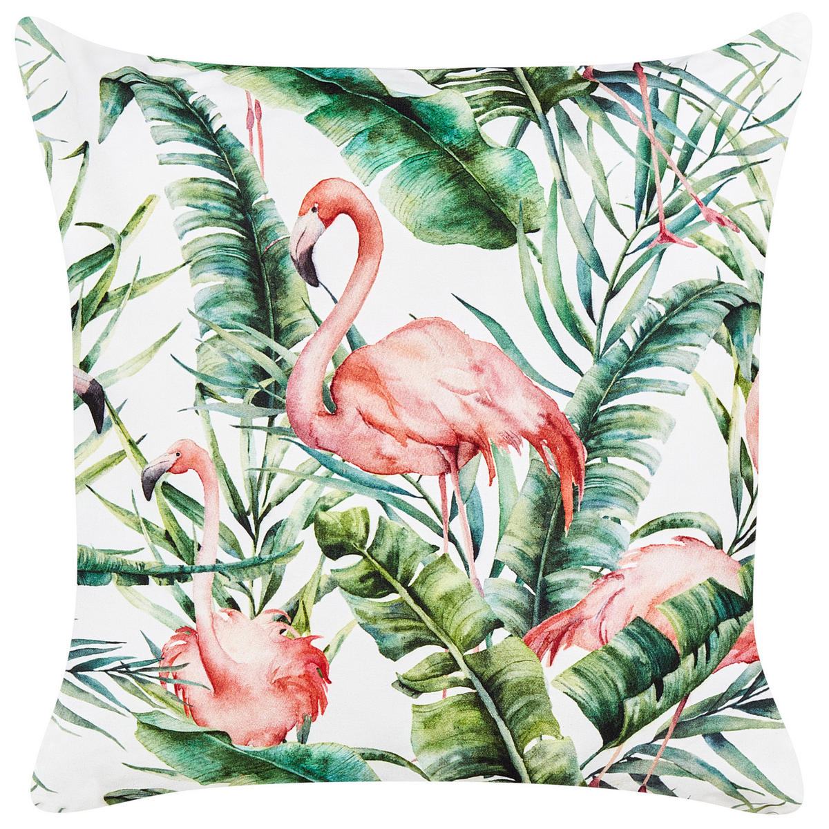 GARTENKISSEN 2er-Set Flamingomuster mehrfarbig 45/45 cm Ellera - Multicolor, Textil (45/45cm) - Beliani