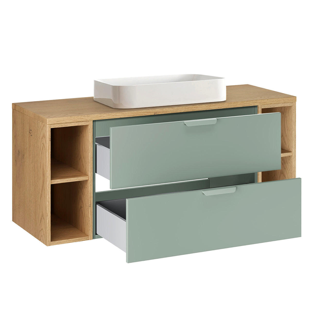 BADMÖBEL 120.6cm Oria 2er-Set Grün - Grün, Holzwerkstoff (120.6/50/46.5cm) - Petits-meubles