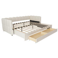 AUSZIEHBETT 90/180/200 cm DE-03059, mit 2 Schubladen, in Beige - Beige, Metall (90/200cm) - ComfortXL