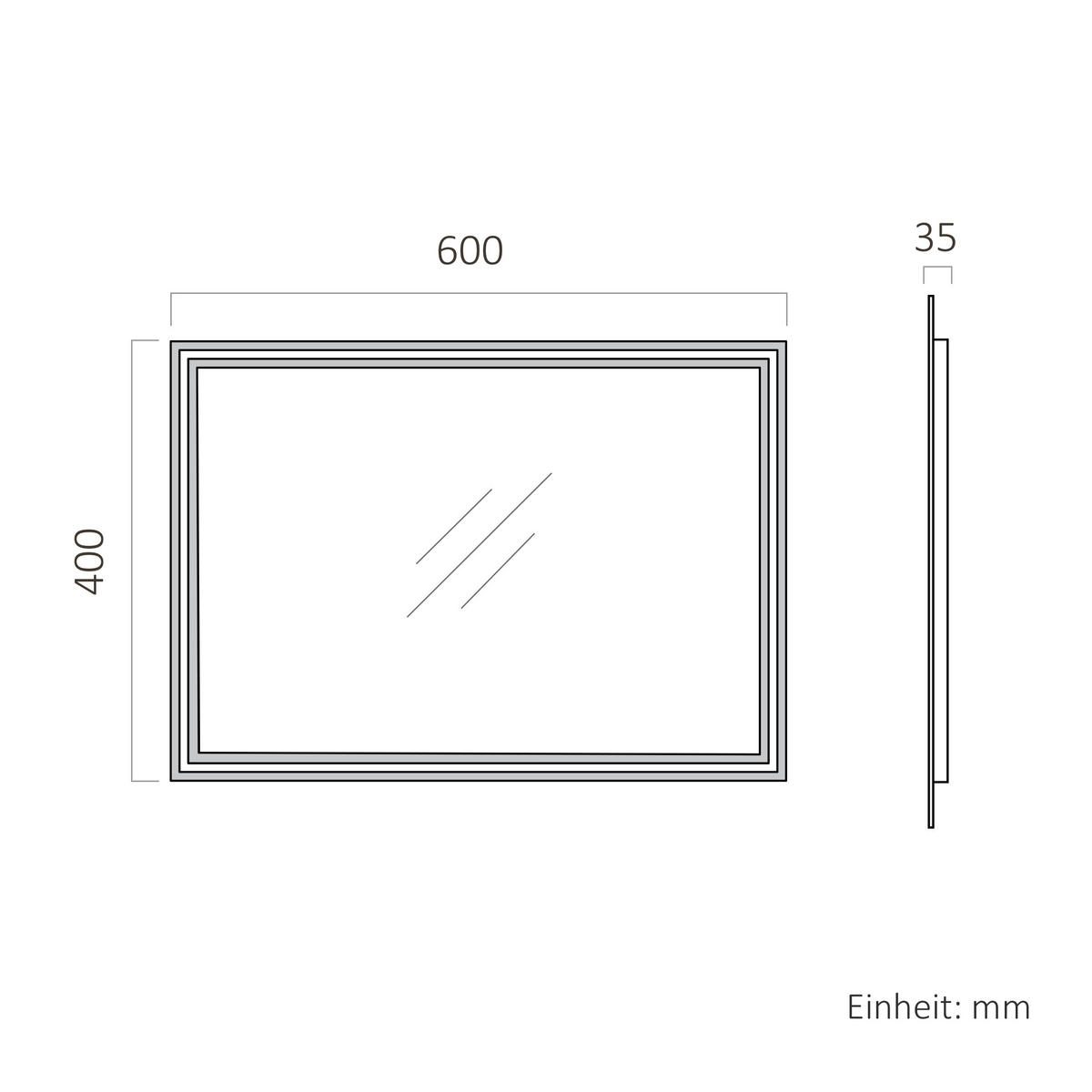 BADSPIEGEL mit Beleuchtung 60/40/3,5 cm - Transparent, Glas (60/40/3.5cm) - EMKE