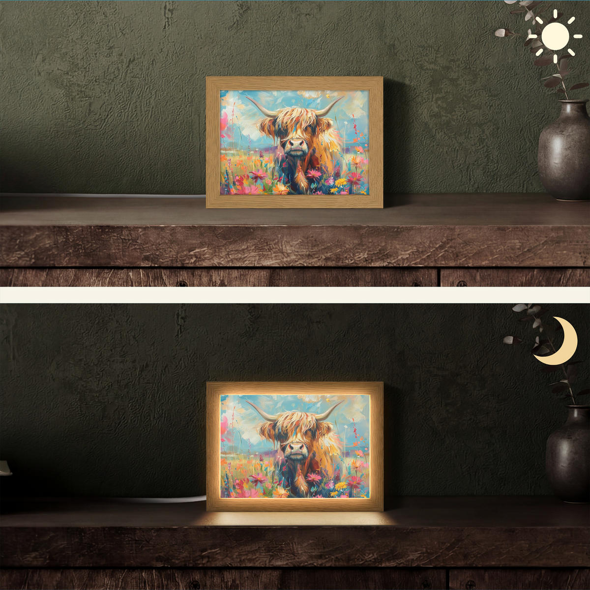 STOLNÁ LAMPA Škótsky horal - Príroda - Farebné - Kvety 20x15 cm - bordová, kompozitné drevo (8/20/15cm) - OnlyWow
