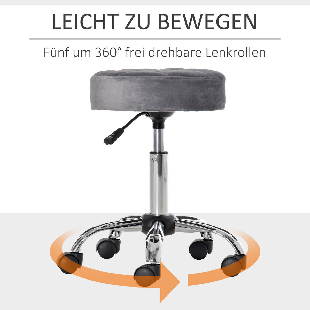 SALONSTUHL mit Rädern, Hellgrau - Hellgrau, Kunststoff (35/61/35cm) - HOMCOM