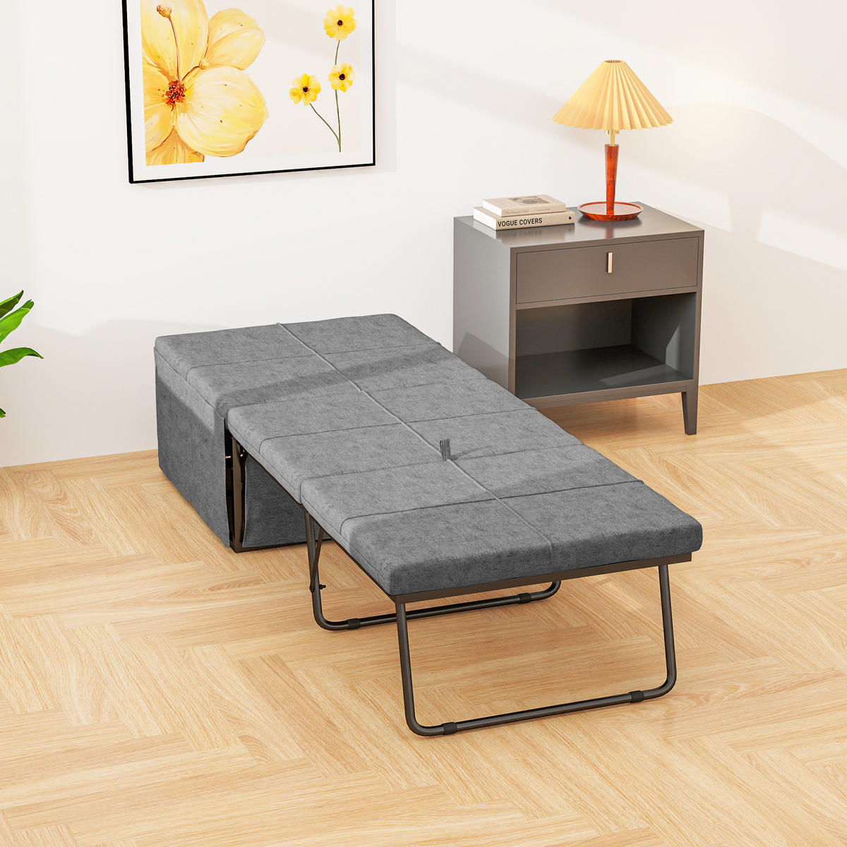 KLAPPBETT ca. 190x60 cm Gästebett mit 8cm Schaumstoff Matratze, faltbar Grau - Grau, Textil/Metall - HOMCOM
