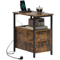 BEISTELLTISCH Couchtisch mit Aufladestation, USB-Anschlüssen und Steckdosen, Rustikal-Braun - Braun, Holzwerkstoff (35/55/58.5cm) - HOMCOM