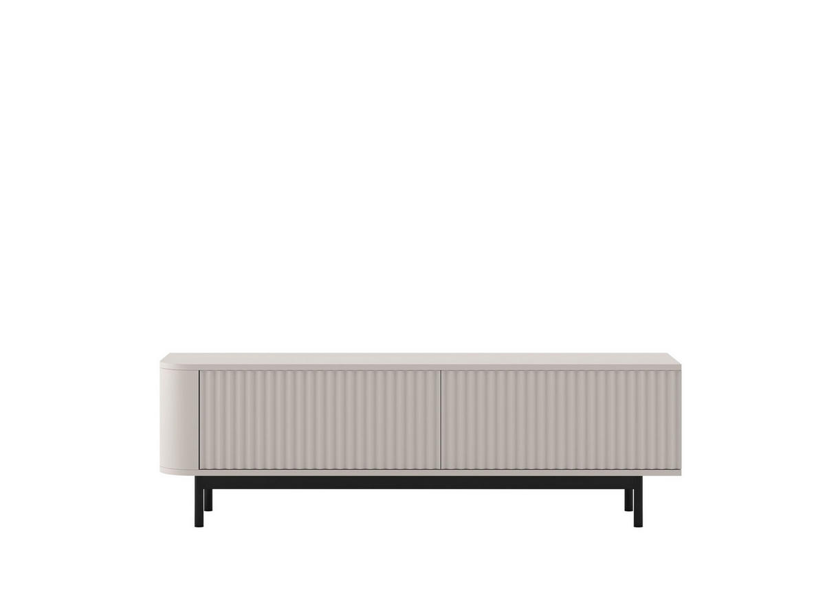 TV komoda Aurora matná kašmírová 140 cm s kovovým rámom - čierna/kašmírová, kov/kompozitné drevo (140/44/35cm) - Meble Lindner