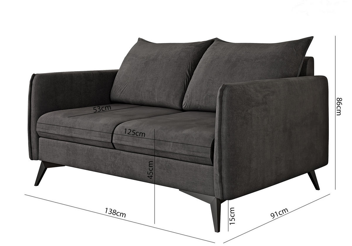 SITZGARNITUR 3+2+1 Pulse Graphit Luxusmikrofaser - Graphitfarben/Schwarz, Holz/Textil (199/86/91cm) - S-Style Möbel