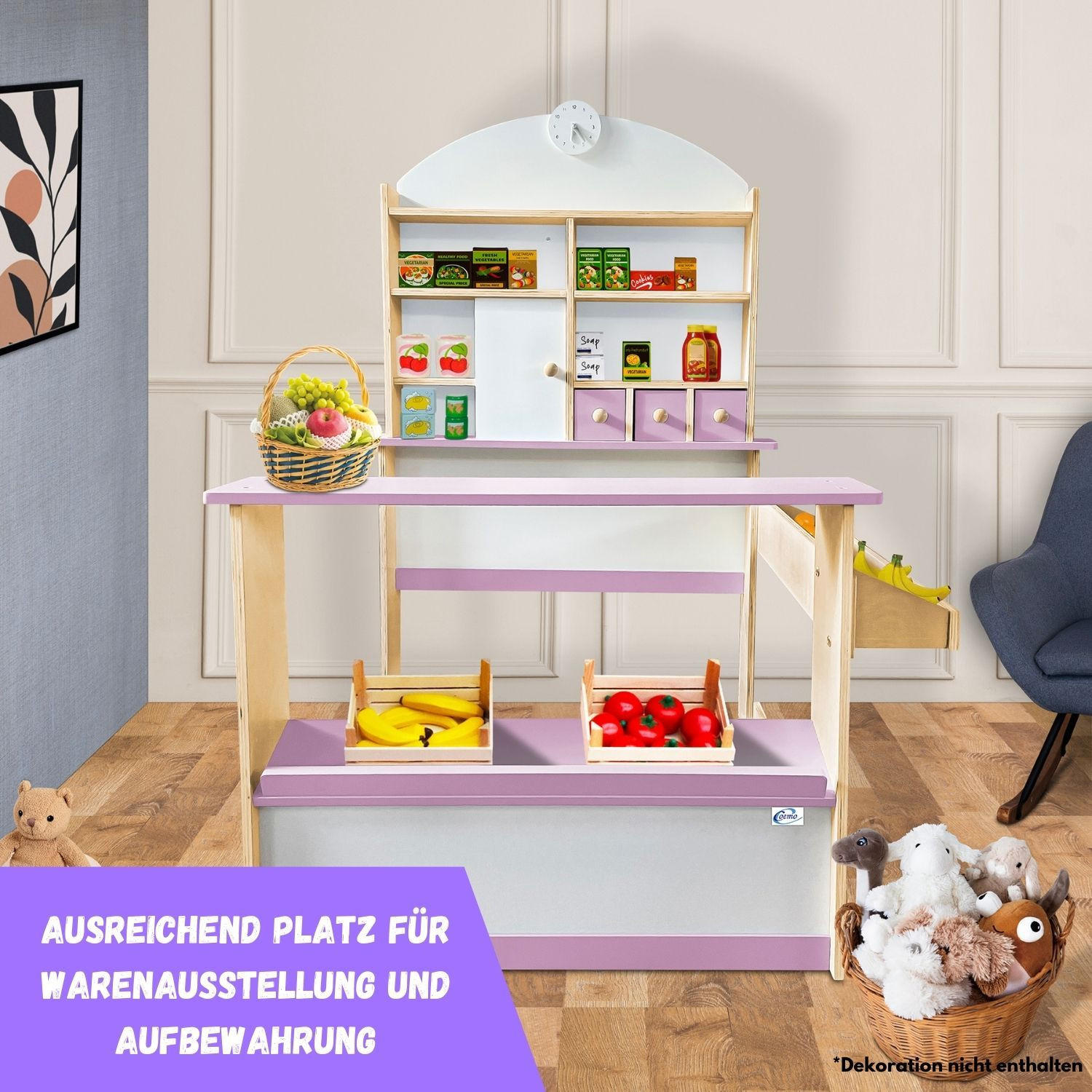 KAUFLADEN LILLY Kaufmannsladen Holz Rosa - Rosa, Holz (75/113/83cm) - Coemo