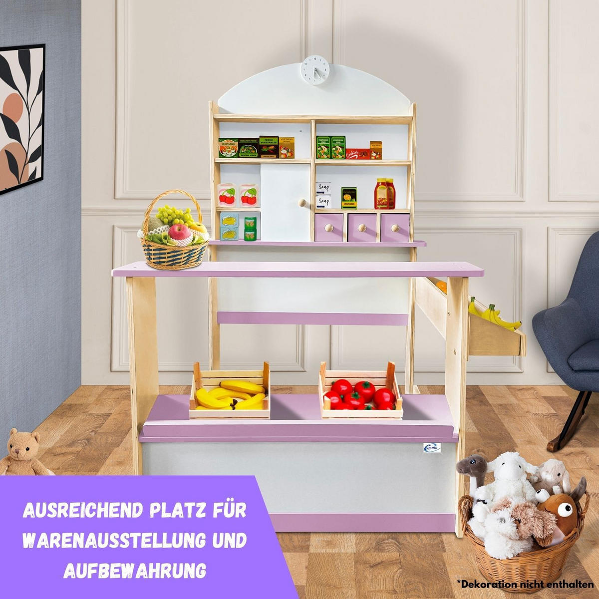 KAUFLADEN LILLY Kaufmannsladen Holz Rosa - Rosa, Holz (75/113/83cm) - Coemo