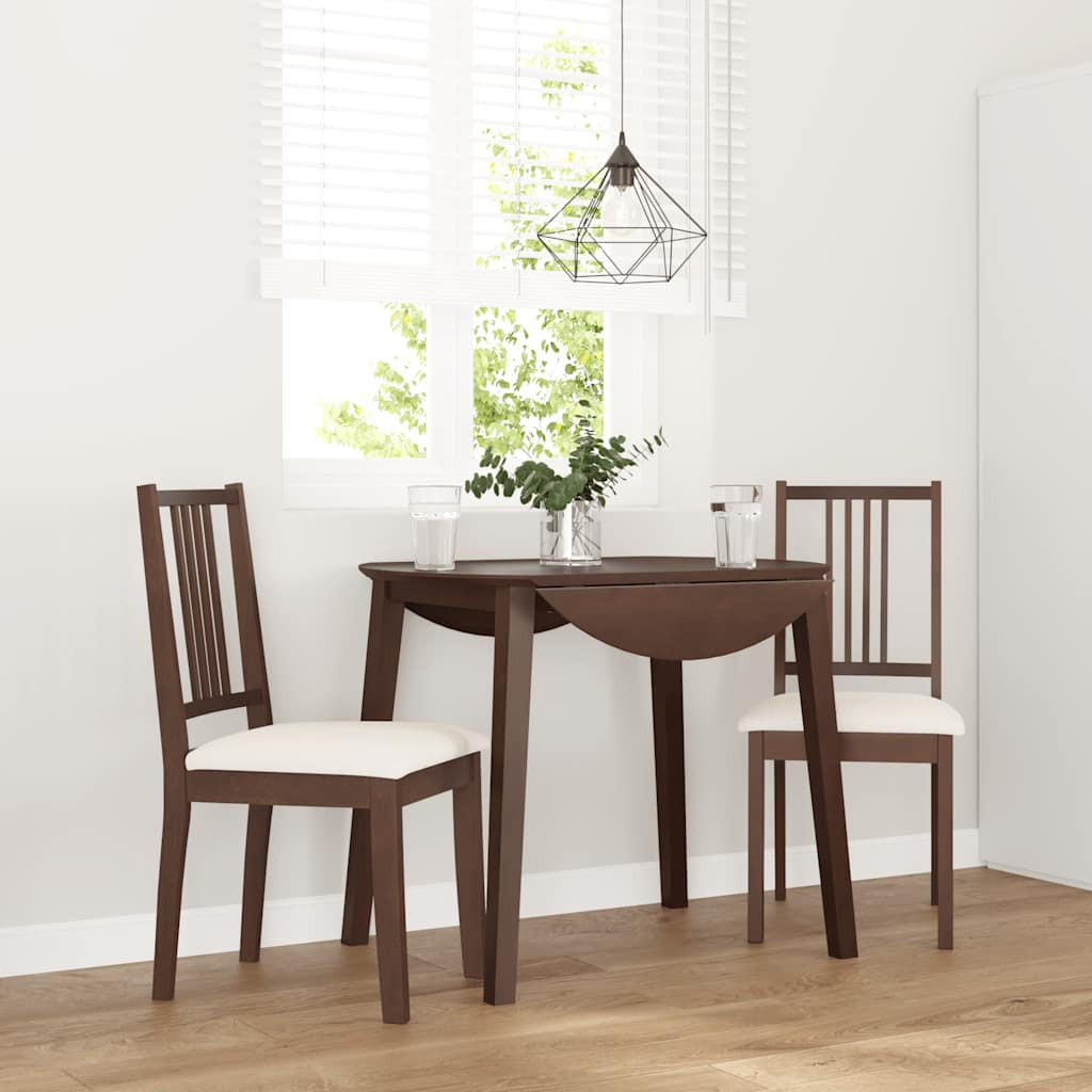 ESSZIMMERSTÜHLE mit Kissen 2 Stk. Braun Massivholz Gummibaum 40*47.5*89cm - Braun/Weiß, Holz (40/89/47.5cm) - ZMH