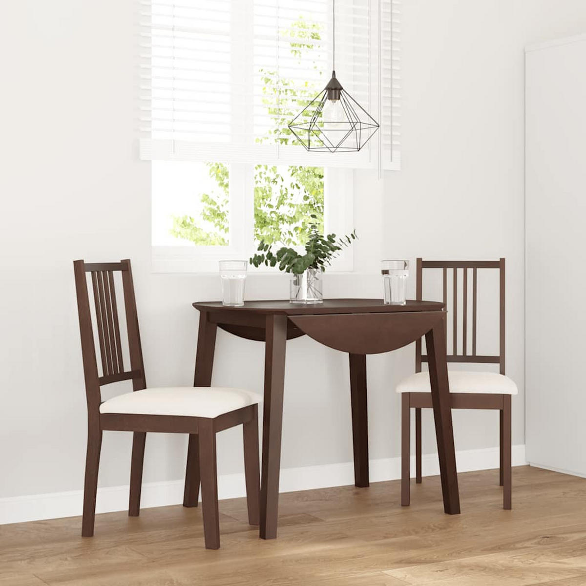ESSZIMMERSTÜHLE mit Kissen 2 Stk. Braun Massivholz Gummibaum 40*47.5*89cm - Braun/Weiß, Holz (40/89/47.5cm) - ZMH