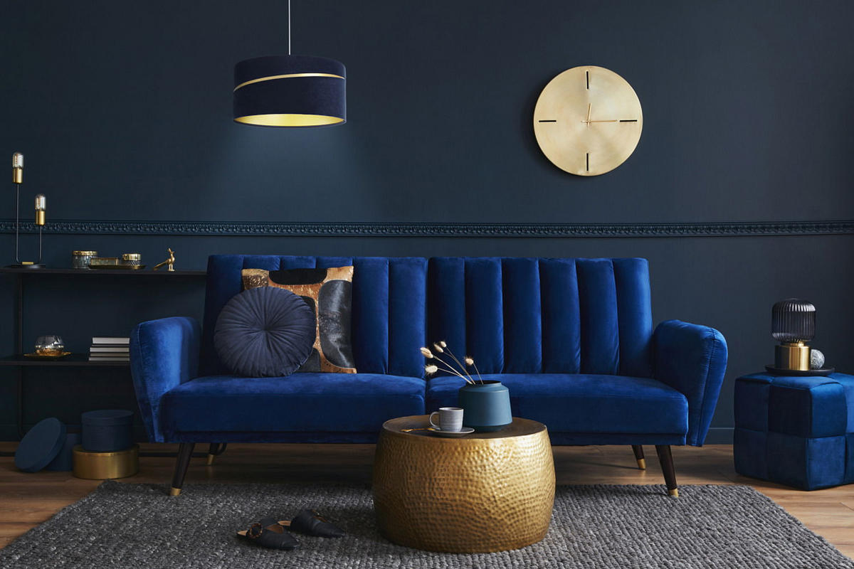 HÄNGELEUCHTE Blau 40/20 cm - Blau/Goldfarben, Kunststoff (40/0.4/20cm) - ONZENO