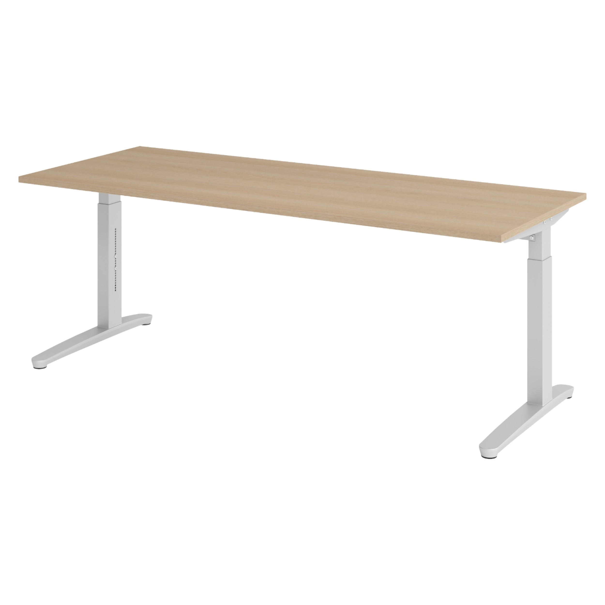 SCHREIBTISCH Serie-XB 80/200/74 cm in Eichefarben/Silberfarben - Eichefarben/Silberfarben, Holzwerkstoff (80/200/74cm) - bümö