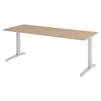 SCHREIBTISCH Serie-XB 80/200/74 cm in Eichefarben/Silberfarben - Eichefarben/Silberfarben, Holzwerkstoff (80/200/74cm) - bümö