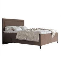 BOXBETT NERO 200/200 cm mit Matratze und Topper, Hellbraun - Hellbraun/Schwarz, Holzwerkstoff/Textil (200/200cm) - Idohome