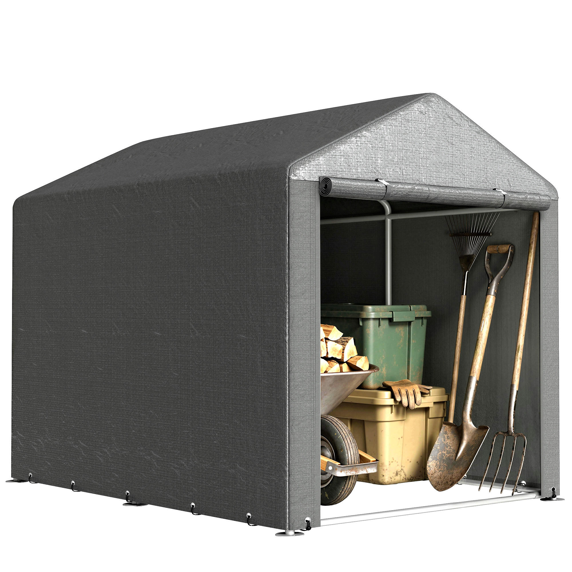 CARPORT Dunkelgrau 1 Stück - Dunkelgrau, Kunststoff/Metall (160/172/218cm) - GiPP
