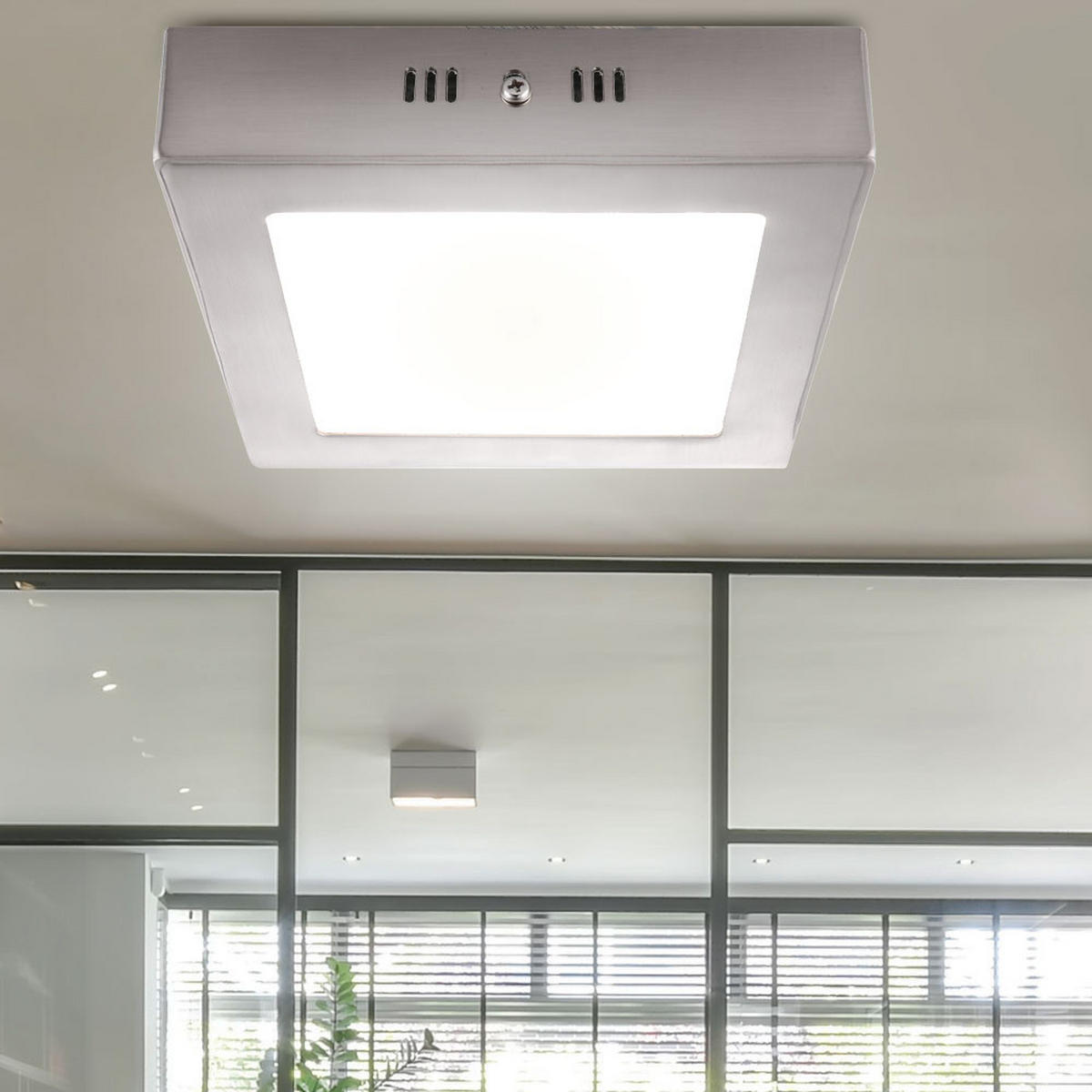 LED DECKENLEUCHTE Metall Silber 2er Set - Silberfarben, Glas (12/12/4cm) - Globo Lighting