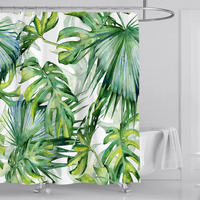 DUSCHVORHANG Palme Blatt Grün Muster Polyester wasserdicht schimmelresistent Pflanze - Grün, Textil (120/180cm) - MCBOSON