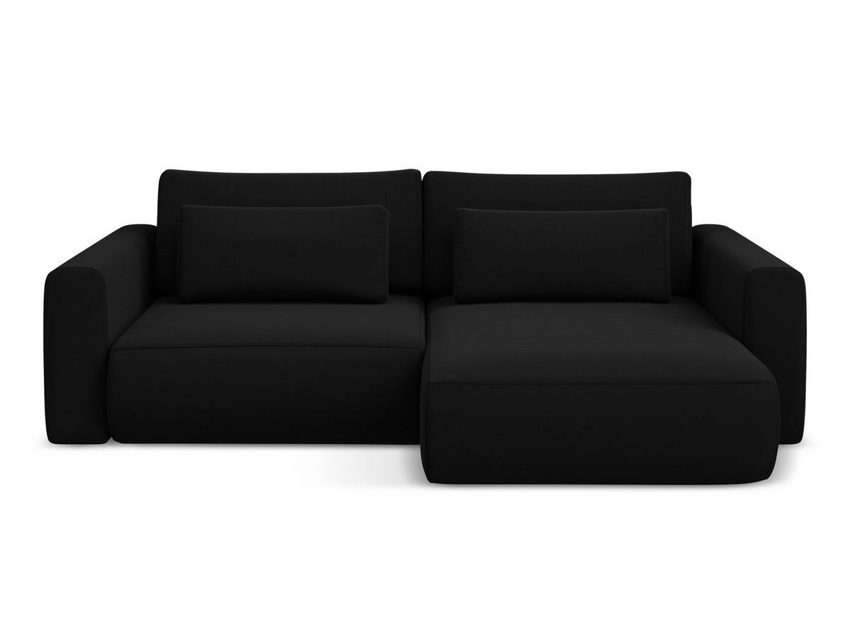 ECKSOFA mit Schlaffunktion Samt Stoff Schwarz - Schwarz, Kunststoff/Textil (240/149cm) - Makamii
