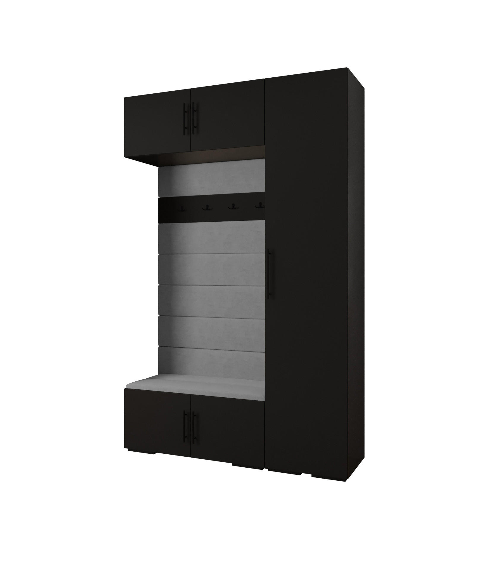 Abiks Möbel Garderoben-Set Schwarz, Grau, Schwarz 150x236.7x47 cm