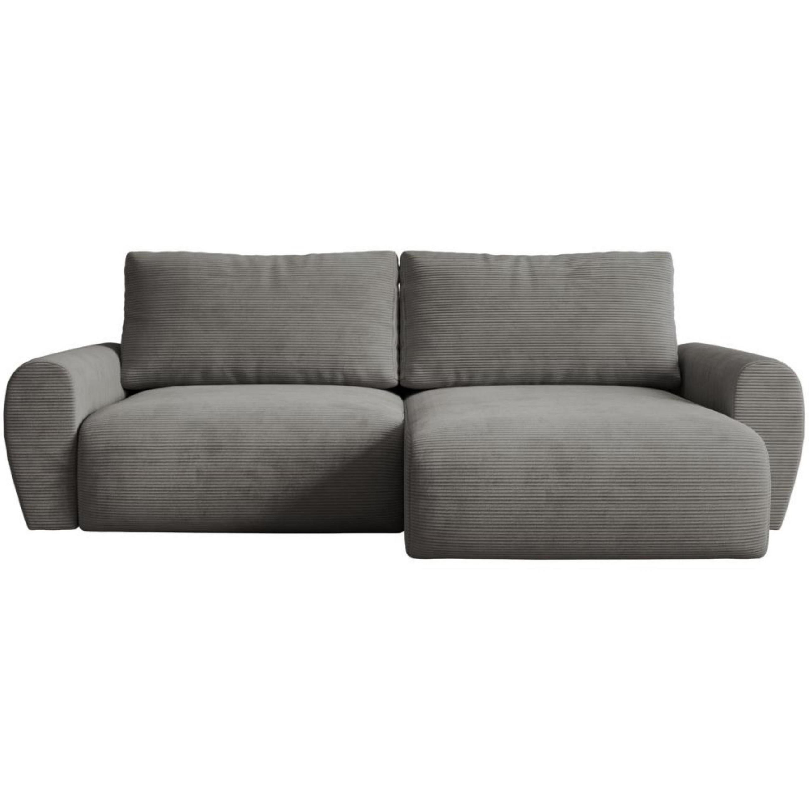 ECKSCHLAFSOFA Poss L grau rechts - Grau, Textil (253/153cm) - Beautysofa