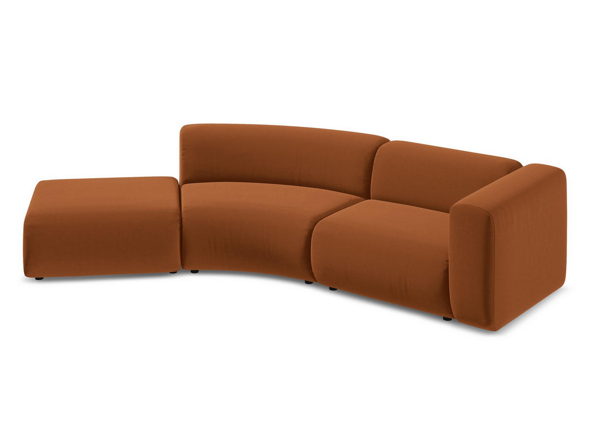 4-SITZER-SOFA Samt Stoff Orange - Terra cotta/Schwarz, Kunststoff/Textil (335/70/166cm) - Makamii