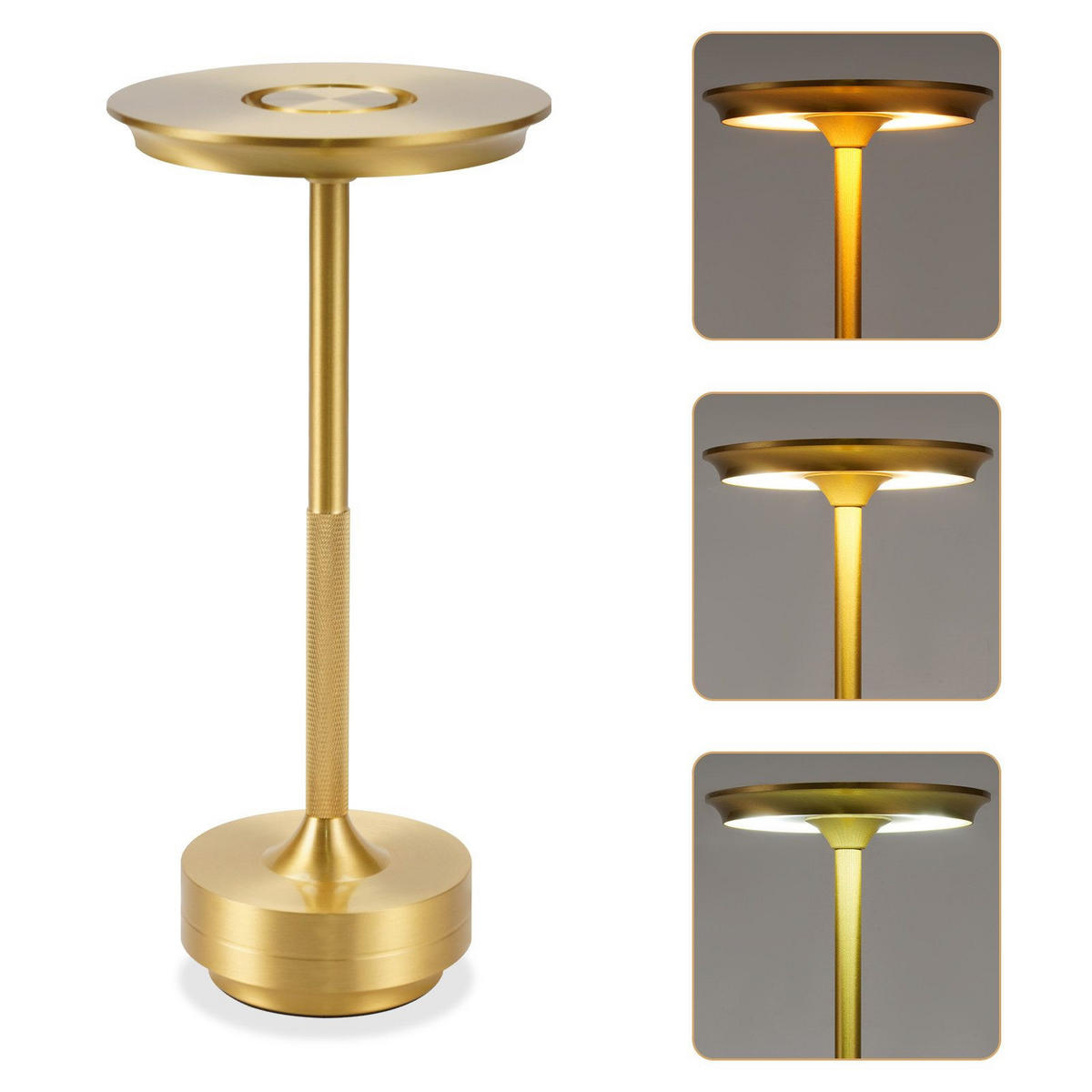 LED stolní lampa, večerní záře, 27/12,8/12,8 cm - zlatá, kov (27/12.8/12.8cm) - Nettlife